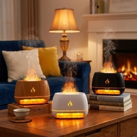 Diffuseur d'huiles essentielles en plastique, diffuseur d'arômes à flamme, humidificateur ultrasonique d'aromathérapie, simule la combustion du carbone, LED, voiture, hôtel