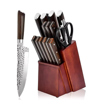 Ensemble de 16 blocs de couteaux de cuisine Messer en acier inoxydable forgé de haute qualité avec manche en bois de Pakawood