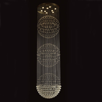 Lustre LED moderne à plafond haut, chromé, réglable en hauteur, avec cristaux de luxe, longue ligne, pour maison, villa, escalier