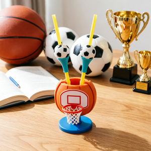 Pailles à boire en forme <span class=keywords><strong>de</strong></span> ballon <span class=keywords><strong>de</strong></span> football en plastique sans BPA, pailles pour fête <span class=keywords><strong>de</strong></span> football, vente en gros, impression personnalisée - Product Image 2