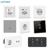 Prise murale française européenne 1 gang 1 voie 16A 250V encastrée Schuko avec ports USB Type A+C en cuivre, plastique et PC, panneau moderne pour maison et bureau