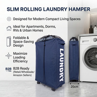 Grand panier à linge carré pliable moderne avec roulettes, organiseur de vêtements imperméable