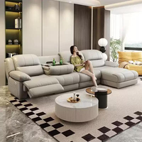 Canapé sectionnel moderne électrique extensible et réglable à trois places en cuir Napa carré FZT pour appartement et usage hospitalier