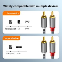 Câble audio double RCA en cuivre, deux entrées deux sorties, pour DVD, TV, mixeur, amplificateur, haut-parleurs