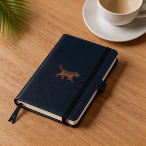 Diario con Copertina Rigida Personalizzato con Goffratura <span class=keywords><strong>Tigre</strong></span>, Taccuino in PU Blu Navy con Portapenna per Ufficio - Product Image 5