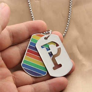 <b>Titanium</b> Steel P Letter Pendant Rainbow Colorful Themed Men's Necklace Everyday Wear Geometric Retro Style 280633 - Product Image 4