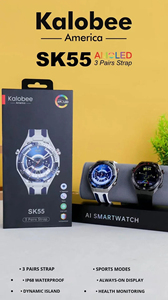 สมาร์ทวอทช์ SK55 หน้าจอ AMOLED พร้อมสาย 3 คู่ กันน้ำ IP68 รองรับการโทรผ่านบลูทูธ หน้าจอแสดงผลตลอดเวลา ดีไซน์ Dynamic Island ดูแลสุขภาพ - Product Image 6