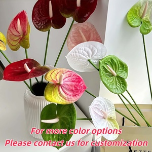 نبات اصطناعي بطباعة ثلاثية الأبعاد زهرة أنثوريوم فلامنغو ، ديكور منزلي لحفلات الزفاف مصنع خضرة صناعي بالجملة - Product Image 6