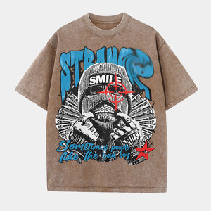 Entrepôt local américain : T-<span class=keywords><strong>shirt</strong></span> graphique lavé « Strang Smile Sometime People Like the Bad Boy » multicolores, design personnalisable - Product Image 3
