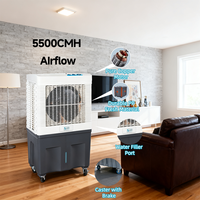 Ventilateur rafraîchisseur d'air évaporatif portable mini 220V à faible bruit, moteur AC, refroidissement par eau, réservoir de 55L, couverture 20-50m pour usage domestique