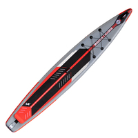 Planche de SUP gonflable de course KOETSU 427 rouge et gris pour sports nautiques longue distance et haute vitesse
