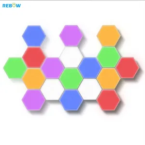 Rebow drop shipping diy rgb 3d touch magnético, moderno, favo de mel, luz noturna de led, luz hexagonal