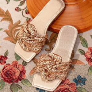 Sandales d'été compensées dorées à bout ouvert pour femme, à talon ultra haut, à enfiler, avec design respirant - Product Image 5