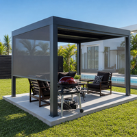 Pergola en aluminium avec toit ouvrant électrique imperméable, meubles d'extérieur, table et chaises d'extérieur