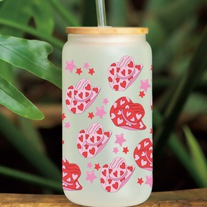 Envases de Vidrio de 16 oz con Diseño UV DTF, Adhesivos UV DTF con Diseño de Vaquera, Romance Occidental, Dibujos Animados - Product Image 2