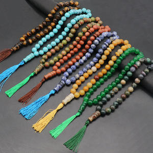 Pendentif en pierre naturelle d'agate noire avec pompon, 33 perles de prière, tasbih islamique musulman, chapelet Allah, méditation, bijoux pour hommes et femmes - Product Image 4