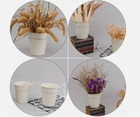 Pot de fleurs en métal galvanisé blanc vieilli, simple et conique, avec poignées, pour décoration de ferme et de maison