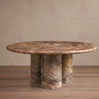 Table basse moderne en marbre vert forêt tropicale, design simple et personnalisé, en pierre naturelle pour salon