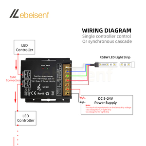 New RGB + trắng LED Sync điều khiển âm nhạc DC 5-24V PWM tín hiệu Dimmer RGBW 4-channel 40A + Full Touch RF 6-KEY điều khiển từ xa - Product Image 6