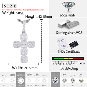 <strong>Handcraft</strong> Fine <strong>Jewelry</strong> Gold Plated 925 Sterling Silver VVS Moissanite Iced Out Christian Hip Hop Octagon 2 Layer Cross Pendant - Product Image 6