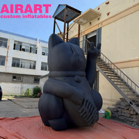 Chat gonflable noir décoratif publicitaire, chat porte-bonheur gonflable de dessin animé pour exposition