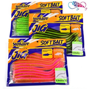 Lot de 10 leurres souples de pêche en PVC coulants, imitation vers de terre, leurres artificiels pour la pêche - Product Image 5
