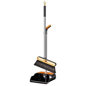 Ensemble balai et pelle Lu Gongzi, manche en acier, pelle en plastique, outil de nettoyage 2 en 1 pour usage domestique - Product Image 1