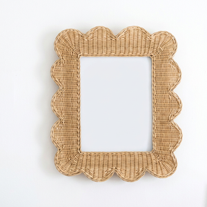 Eco Friendly Rattan Handmade Scalloped Edge Wooden Photo Display <b>Frame</b> Vintage UV <b>Printed</b> Home Decor - Product Image 1
