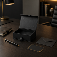 Boîte en carton pliable noire avec fermeture magnétique pour emballage de cadeaux d'entreprise, impression personnalisée de luxe