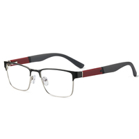 Monture de lunettes optiques Partagas en métal rectangulaire avec branches TR90 et charnières à ressort, anti-lumière bleue, pour hommes