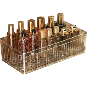 Bathroom Suction Shelf Rectangular Transparent Wall Mounted Storage <b>Basket</b> For Makeup And Toiletries 26cm X 13cm X 7cm - Product Image 5
