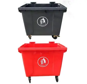 660 800 1000 1100 Kunststoff-Mülleimer mit Regalen im Freien Mülleimer mit Werbung recyceln