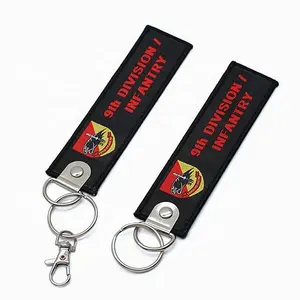 Promotion most popular rectangle or customized shape 3d sneaker car fabric embroidered keychain