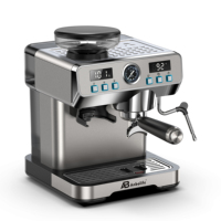 Máquina de Café Espresso Semi-Automática Profesional Anbo, Molinillo Ajustable, Presión de 15/20 Bares, Carcasa de Acero Inoxidable, Uso en Hoteles