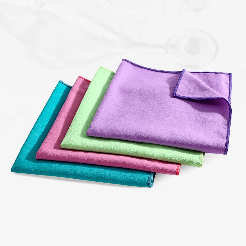 Groothandel Premium Microfiber Suède Doek Overlock Rand Pluisvrije Microfiber Glasreinigingsdoek Voor Scherm