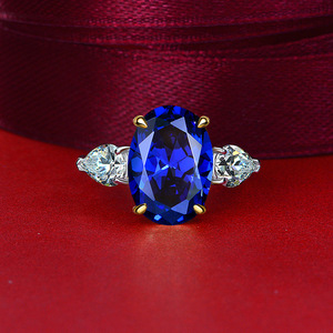 Anello in argento Sterling S925 con zircone a 5 carati rosa diamante ad alto tenore di carbonio 10-14 anello gioielli da sposa per feste - Product Image 4