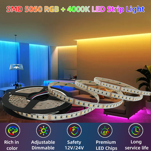 Tùy chỉnh 4 trong 1 linh hoạt RGBW <span class=keywords><strong>LED</strong></span> Strip 24V Dimmable với điều khiển từ xa ứng dụng điều khiển FCC RoHS CE chứng nhận cho phòng ngủ, graming phòng, TV - Product Image 2