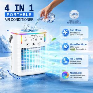 Ventilateur de refroidissement BTJMHUUR, refroidisseur d'air portable de 1500 ml avec télécommande et lumière LED à 7 couleurs pour la maison et la chambre à coucher - Product Image 2