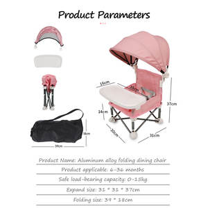 Probebi chaises portables chaise de salle à manger pour tout-petits rehausseur table siège pliable avec plateau et sac - Product Image 2