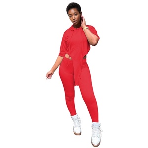 Conjunto de Pantalones de Dos Piezas de Manga Corta en Siete Colores Lisos, Ropa de Mujer a la Moda - Product Image 1