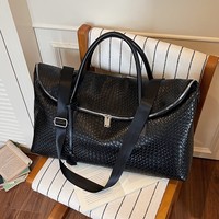 Sac de week-end pliable unisexe en PU vegan, grand sac de voyage à double fermeture éclair, bandoulière réglable, sac à main et sac bandoulière, logo personnalisé