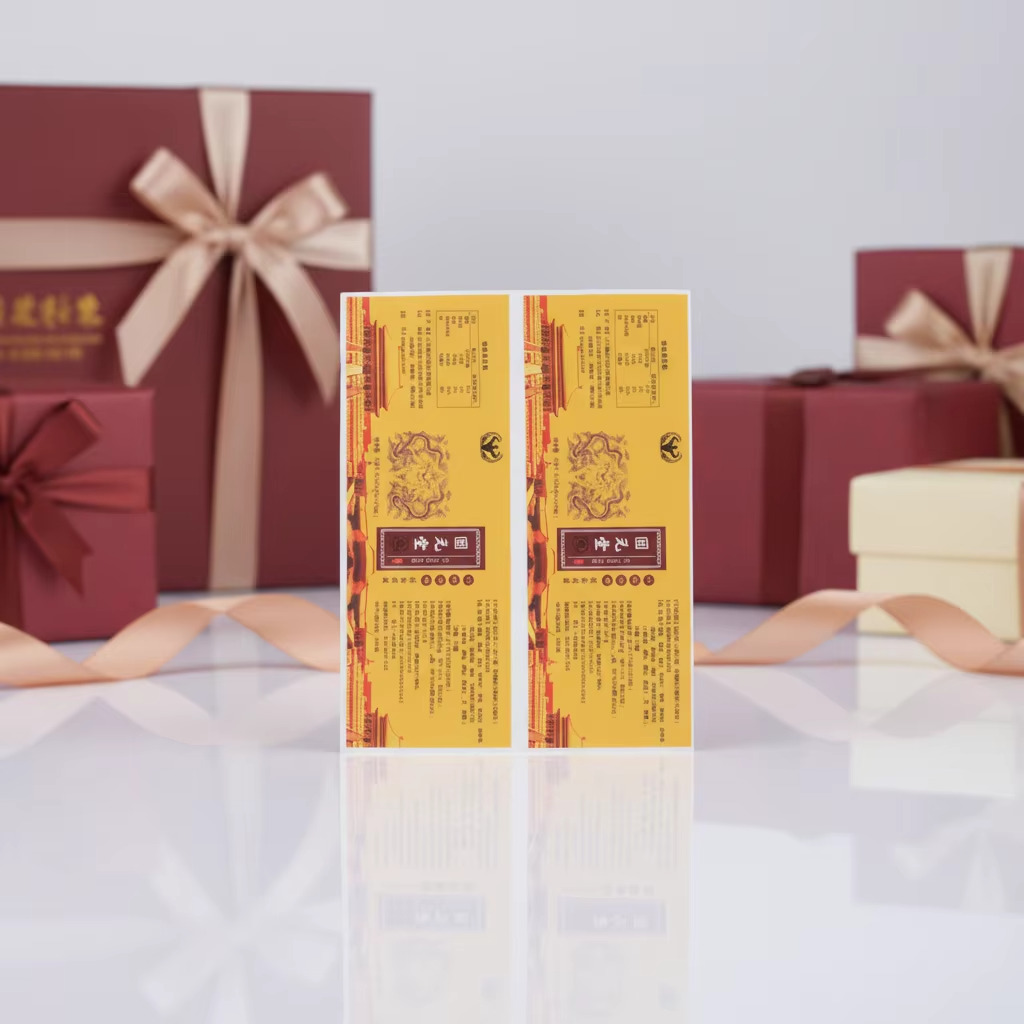 Custom Gold Color Vinyl Adhesive Labels for Premium Food Packaging with Palace Design Waterproof & Recyclable for Candy Pet Food
