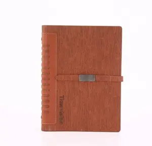 Caderno de couro PU visível para negócios, caderno de boa qualidade, diário, caderno de papelaria personalizado, conjunto de presente para empresas