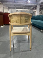 Fauteuil individuel en bois d'extérieur, style moderne français, avec dossier en rotin, pour restaurant, café, salon de thé, cantine, hôtel et salle à manger