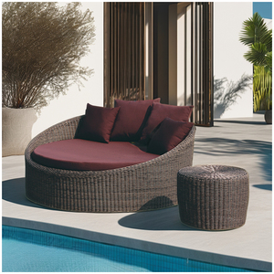 OSMEN-Silla de mimbre para piscina, tumbona de ratán, juego de tumbona para uso en playa al aire libre - Product Image 1