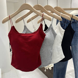 Caraco d'Été pour Femme, Débardeur à Dos Esthétique Intégré, Haut sans Couture avec Bonnets Uniques en Coton, Vêtement de Rue sans Manches - Product Image 1