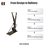 Máquina de esquí ergométrica con cuerdas de tracción dobles, ventilador de resistencia al aire, plataforma de pie y estructura de soporte vertical para equipos de gimnasios
