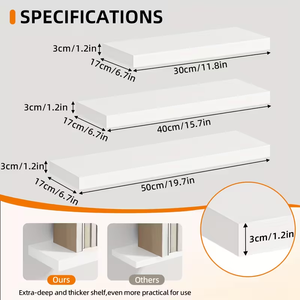 Estantes Flotantes de Madera para Pared, Estantes Flotantes de Madera para Pared, Estante de Madera, Estantes de Almacenamiento Flotantes para Baño, Sala de Estar - Product Image 3