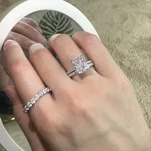 Hiçbir kararmaz ücretsiz 8A CZ kübik zirkon gelin yüzük Eternity Band nişan düğün <span class=keywords><strong>Promise</strong></span> yüzükler takı kadınlar 925 ayar gümüş - Product Image 3