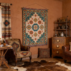 <span class=keywords><strong>Tapisserie</strong></span> murale en tissu géométrique vintage de style ethnique américain - Décoration murale B&B, toile de fond en coton, <span class=keywords><strong>tapisserie</strong></span> suspendue - Product Image 4